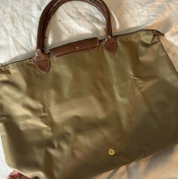 Longchamp large Le Pliage large olive green brown handbag purse tote bag - Picture 5 of 9